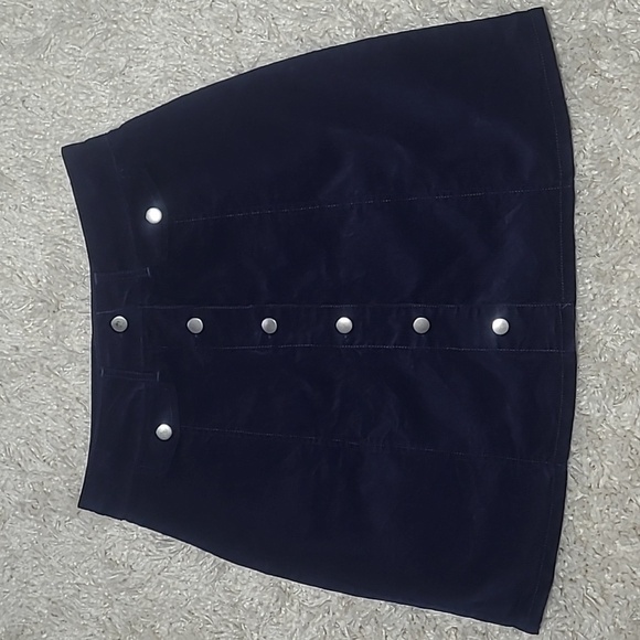 Francesca’s Navy Corduroy Button-up Mini Skirt Cotton Blend NWOT Womens Small - Picture 6 of 11